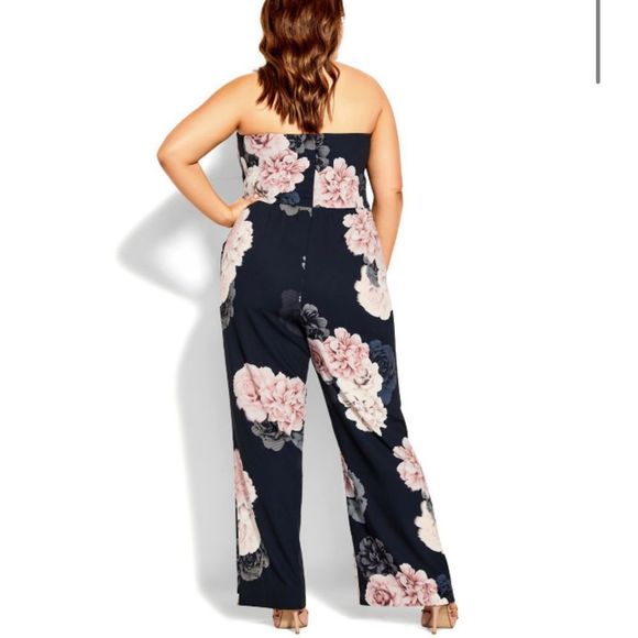 City Chic strapless floral wide leg jumpsuit - Picture 2 of 15